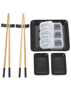 Set për sushi (PK 8), qeramikë, e zezë, 24 cm