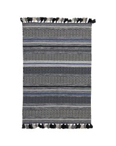 Rrugicë me thek, 100% pambuk, blu, 120x170 cm