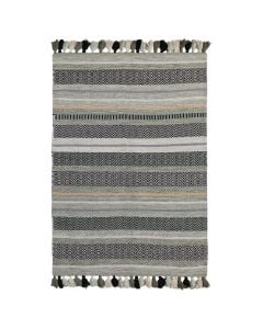 Rug with fringe, 100% cotton, green, 120x170 cm