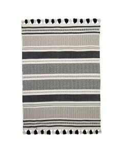 Rrugicë, 100% pambuk, e bardhë/e zezë, 120x170 cm