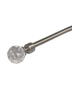 Extended curtain rod with glass knob, metalic, silver, Dia.16/19mm / 120-210 cm
