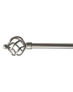 Extended curtain rod with metal knob, metalic, silver, Dia.16/19mm / 120-210 cm