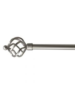 Extended curtain rod with metal knob, metalic, mat gray, Dia.16/19mm / 120-210 cm