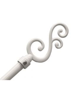 Extended curtain rod with metal knob, metalic, white, Dia.16/19mm / 120-210 cm