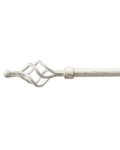 Extended curtain rod with metal knob, metalic, white/gold, Dia.16/19mm / 160-300 cm