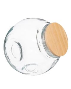 Jar with lid, glass/bamboo, transparent, Dia.8xH12.5 cm / 650 cc