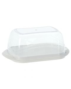 Butter holder, plastic, transparent/white, 11x18x7 cm