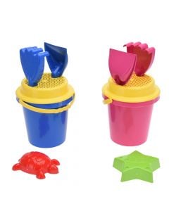Beach sand bucket toy, plastic, different colors, H13.5 cm