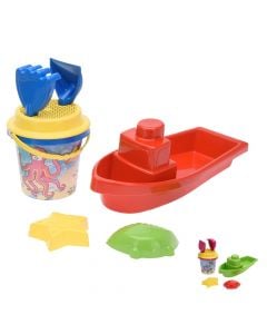 Beach sand bucket toy, plastic, different colors, 14x14x17 cm