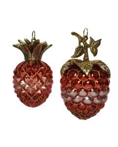 Ananas dekorues me varje, qelq, e kuqe, 16 cm