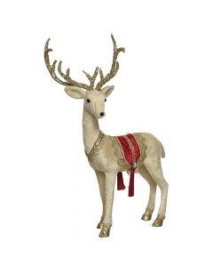 Decorative deer, polyester, cream color, 55 cm