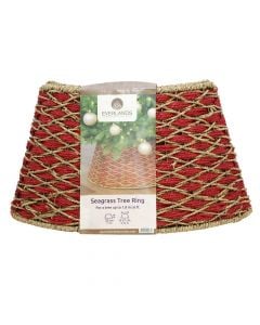 Cover base for the New Year Tree, rattan, red/beige, Dia.57xH28 cm
