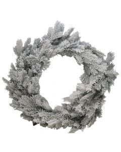 Decorative wreath, PE, green/white, Dia.80 cm
