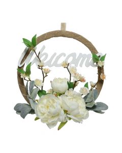 Decorative wreath, polyester/metallic, cream color, 9 cm