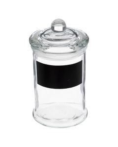 Cookie jar with notes, glass, transparent, Dia.6xH11.5 cm / 120cc