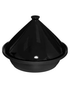Tavë furre me kapak, qeramikë, e zezë, Dia.30xH7.5 cm