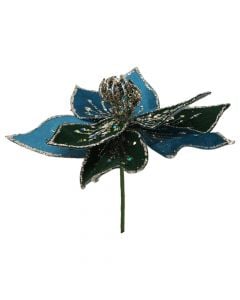 Lule dekoruese, poliestër, blu, 23 cm