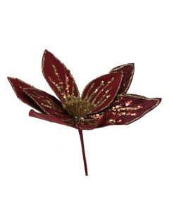 Decorative flower, polyester, red, 25 cm