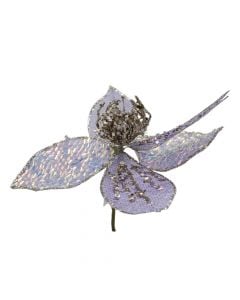 Decorative flower, polyester, purple, 19 cm