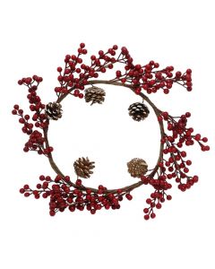 Decorative wreath, plastic, red, 40 cm