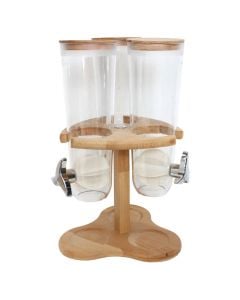 Cornflex dispenser with rotation 3 places, wood/melamine, brown, 26x26xH43 cm
