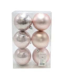Decorative sphere (PK 6), plastic, pink, Dia.8 cm