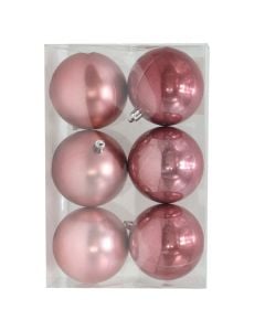 Decorative sphere (PK 6), plastic, velvet pink, Dia.8 cm