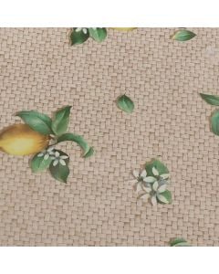 Tablecloth, PVC, beige / with lemons, 140 cm