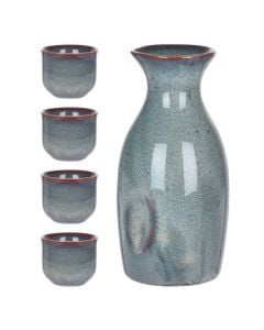 Sake serving set (PK 5), ceramic, gray, 250 ml / 50 ml