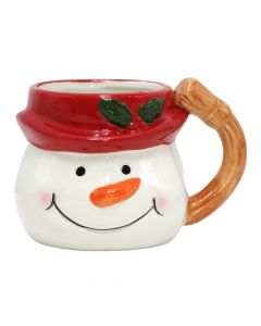 Filxhan çaji dekorues Christmas, qeramikë, e bardhë/e kuqe, 13.2x10xH9 cm