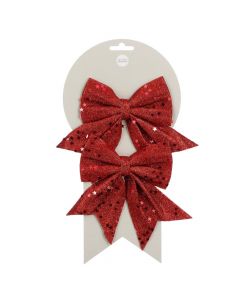 Decorative ribbon (PK 2), polyester, Red, 13 cm