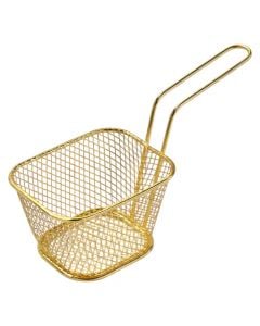 Serving basket, metal, gold, 8x10xH5.5