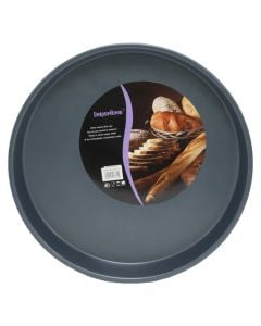 Round baking pan, metal, gray, Dia.34 cm
