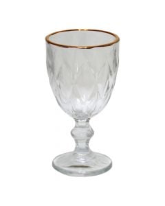 Wine glass (pk 6), glass, transparent/gold border, 8x15 cm