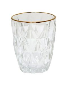 Water glass (pk 6), glass, transparent/gold border, 8x10 cm