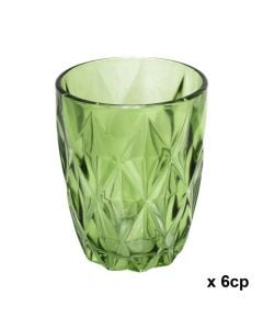 Water glass (pk 6), glass, green, 8x10 cm