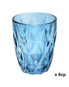 Water glass (pk 6), glass, blue, 8x10 cm