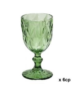 Wine glass (pk 6), glass, green, 8x15 cm