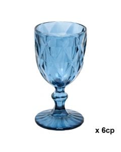 Wine glass (pk 6), glass, blue, 8x15 cm