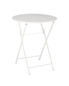Tavolinë e rrumbullakët me palosje Yentl, metalike, e bardhë, Dia.60xH70 cm