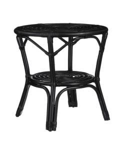 Tavolinë e rrumbullakët Zambia, ratan natyral, e zezë, Dia.55xH56 cm