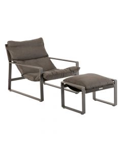 Karrige relaksi me stol për këmbë, alumin, gri grafit, 75x21xH95 cm