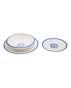 Set of plates (PK 18), ceramic, white/blue, Dia.19/dia.21/dia.26 cm