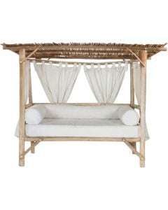 Beach tent with curtains Tagog, rattan, natural brown, 195x135xH220 cm