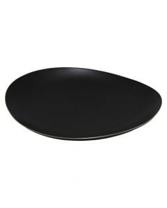 Deformed serving plate, ceramic, black, 27x25 cm