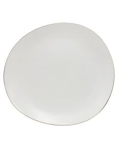 Deformed serving plate, ceramic, white, 27x25 cm
