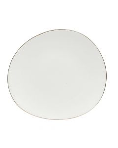 Deformed dessert plate, ceramic, white, 22x20 cm