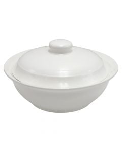 Bowl with lid, ceramic, white, Dia.23xH8 cm