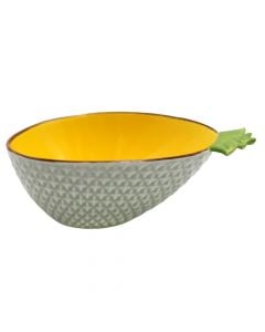 Pineapple shaped plate, ceramic, yellow, 20.5x14.5 cm