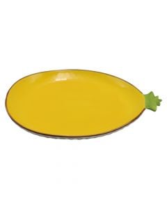 Pineapple shaped plate, ceramic, yellow, 26x20 cm